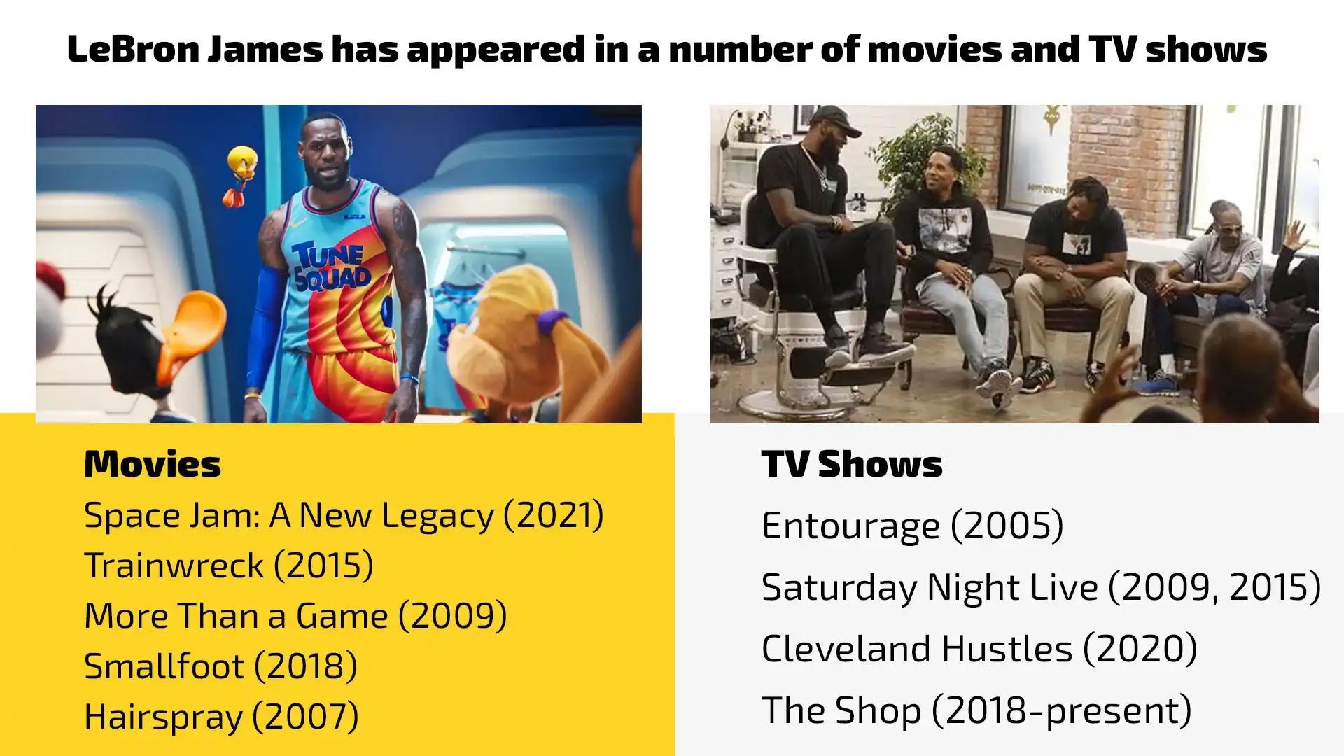 lebron james Earnings via Movies and TV Shows
